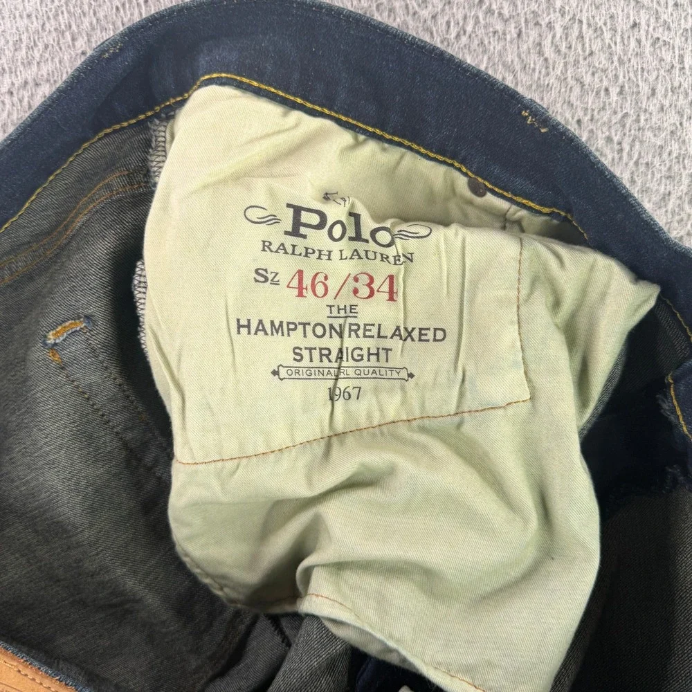 Polo Ralph Lauren Jeans Mens 46x34 Blue Hampton Relaxed Straight Dark Wash NEW